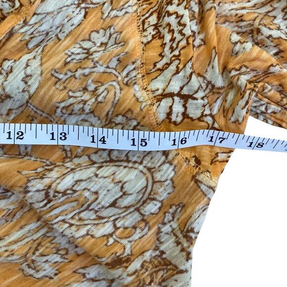 Free People Say The Word Cropped Top Blood Orange Combo Boho Rouched Hippie Sz L - Picture 11 of 16